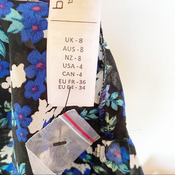 Boohoo Floral Chiffon Puff Sleeve Midi Dress Size 4 - Picture 12 of 15